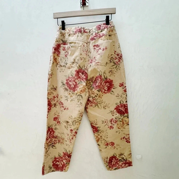 VTG Talbots || Floral Cotton Canvas Pants 8 Petite - Picture 2 of 11